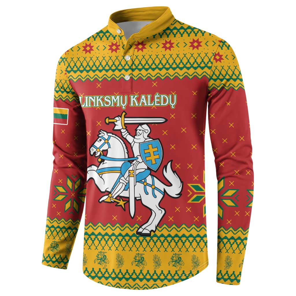 Lithuania Christmas Button Sweatshirt Coat Of Arms Linksmu Kaledu - Wonder Print Shop