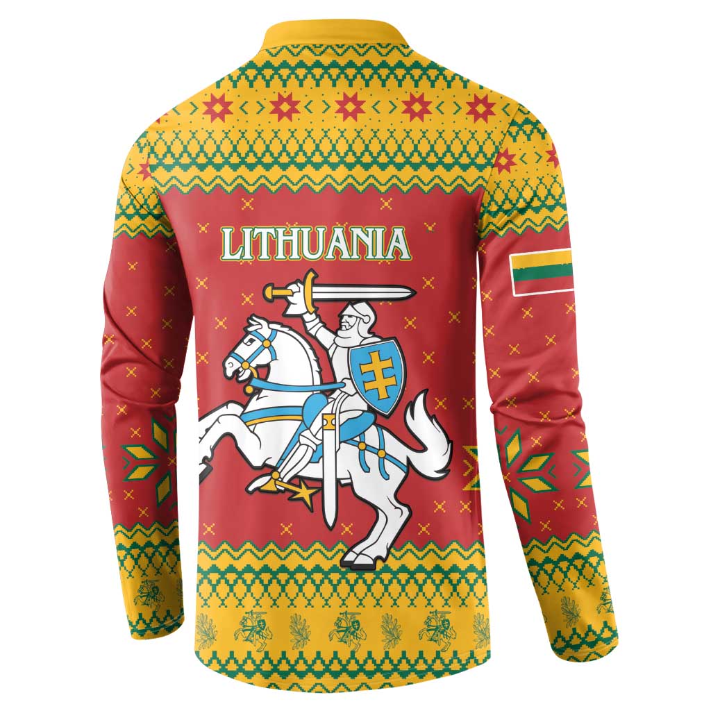 Lithuania Christmas Button Sweatshirt Coat Of Arms Linksmu Kaledu - Wonder Print Shop