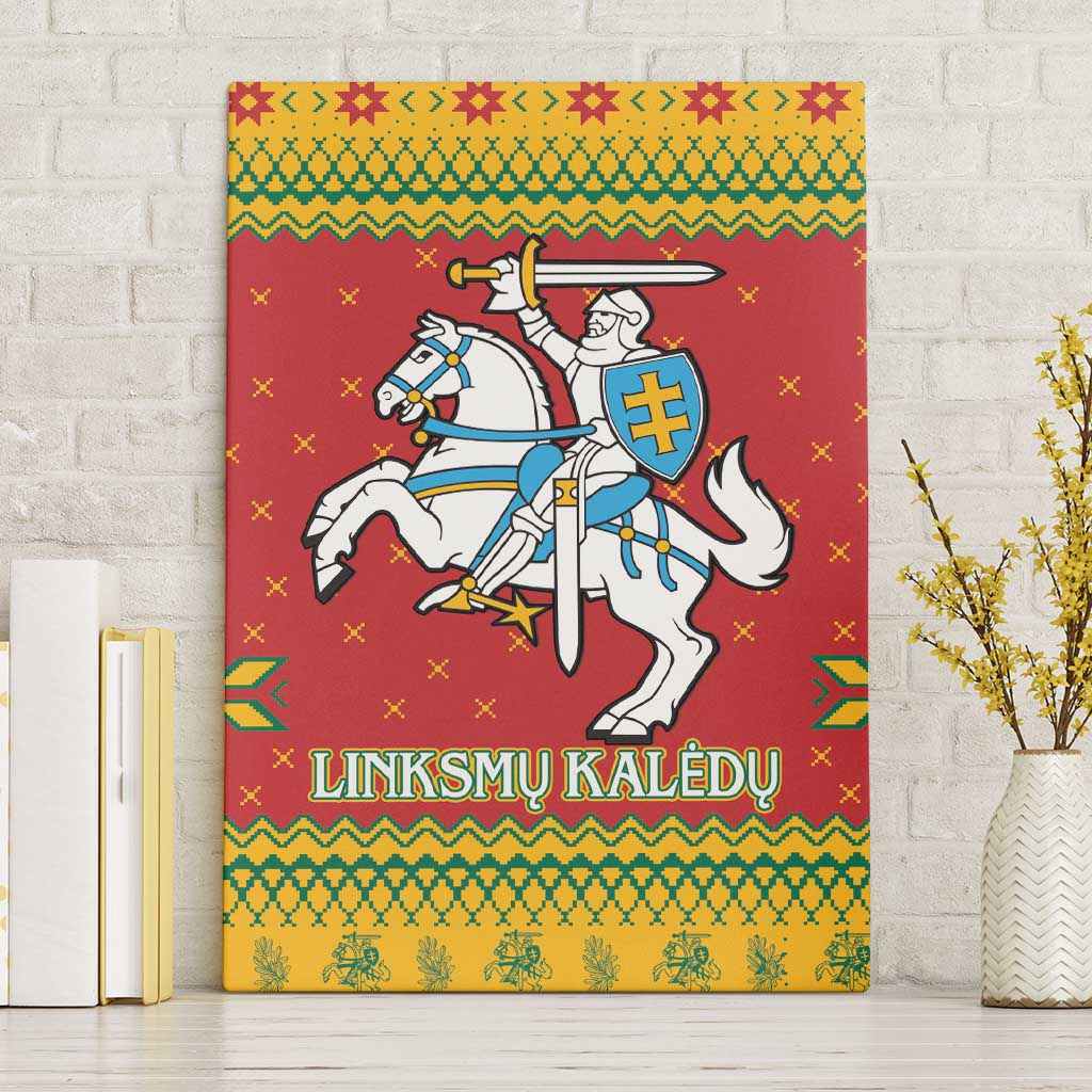 Lithuania Christmas Canvas Wall Art Coat Of Arms Linksmu Kaledu - Wonder Print Shop
