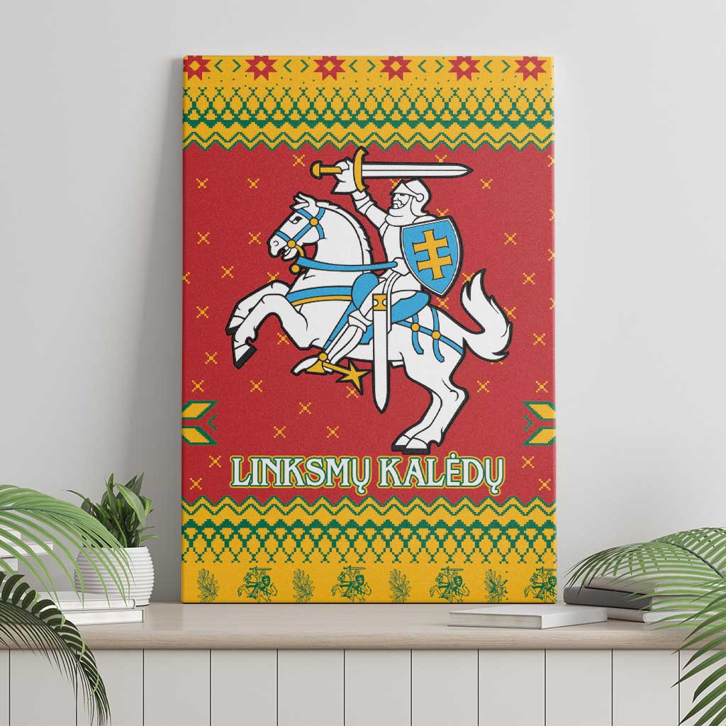 Lithuania Christmas Canvas Wall Art Coat Of Arms Linksmu Kaledu - Wonder Print Shop