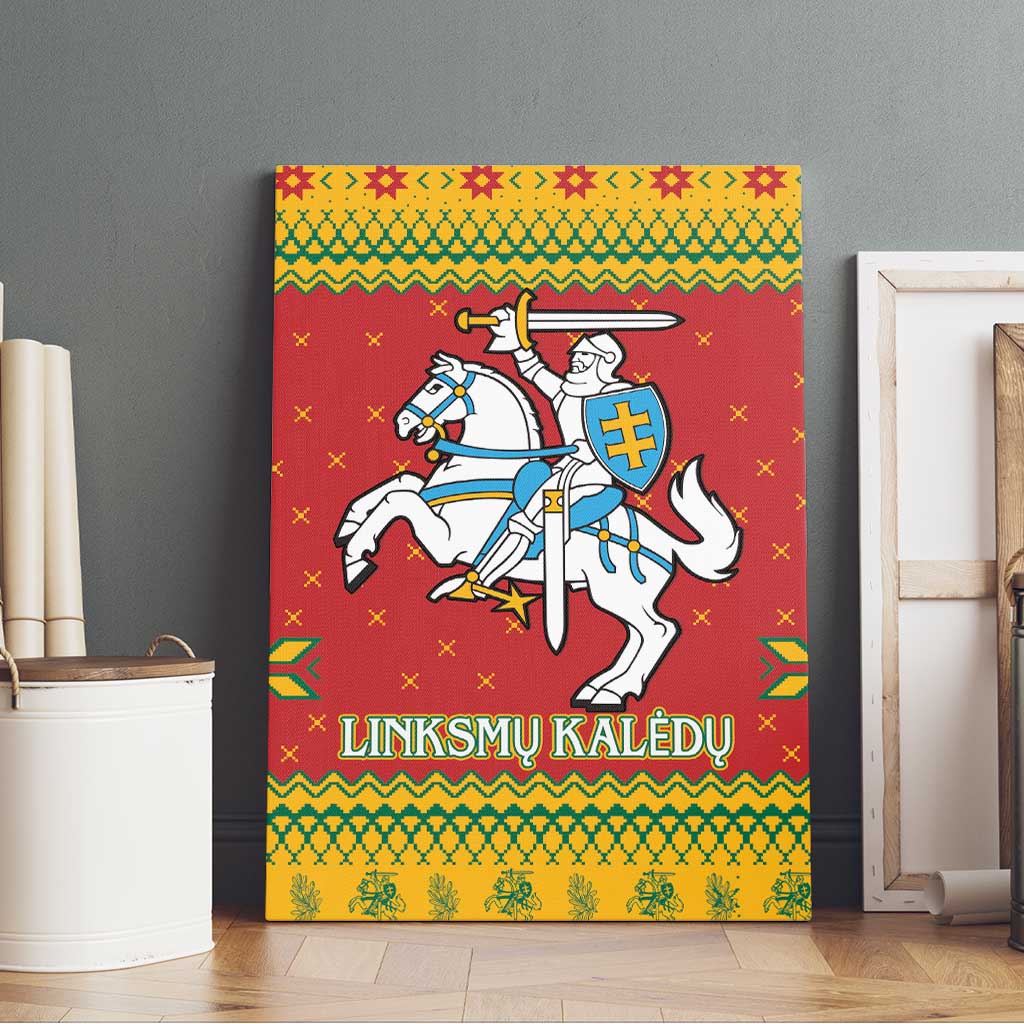 Lithuania Christmas Canvas Wall Art Coat Of Arms Linksmu Kaledu - Wonder Print Shop