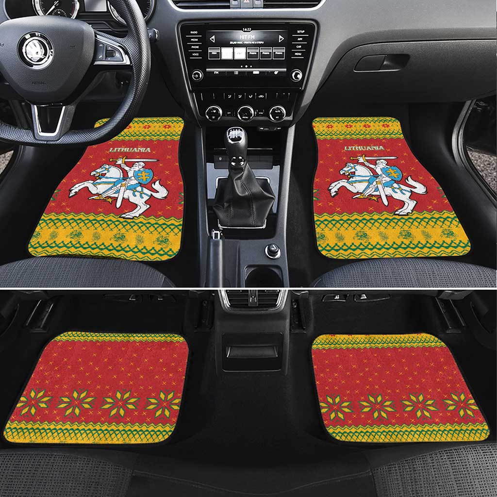 Lithuania Christmas Car Mats Coat Of Arms Linksmu Kaledu - Wonder Print Shop