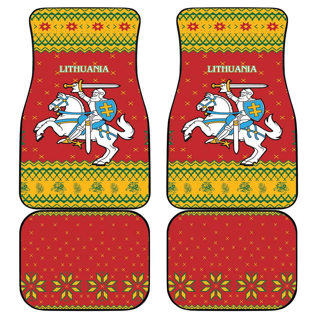 Lithuania Christmas Car Mats Coat Of Arms Linksmu Kaledu - Wonder Print Shop