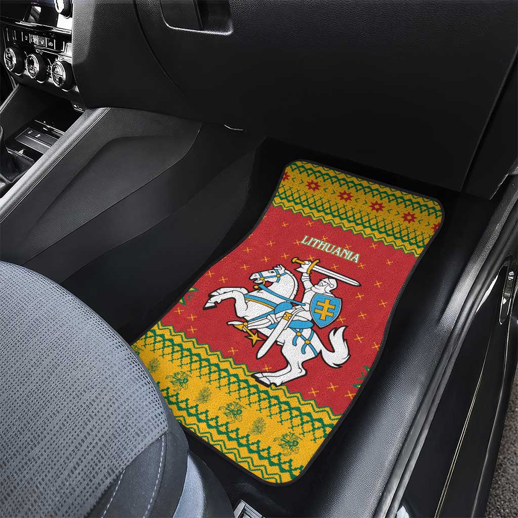 Lithuania Christmas Car Mats Coat Of Arms Linksmu Kaledu - Wonder Print Shop