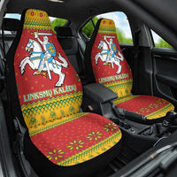 Lithuania Christmas Car Seat Cover Coat Of Arms Linksmu Kaledu - Wonder Print Shop