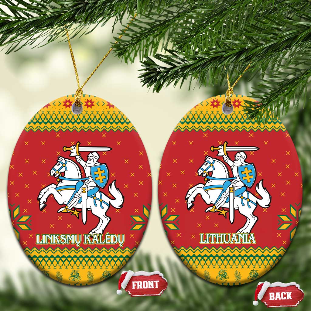 Lithuania Christmas Ceramic Ornament Coat Of Arms Linksmu Kaledu - Wonder Print Shop