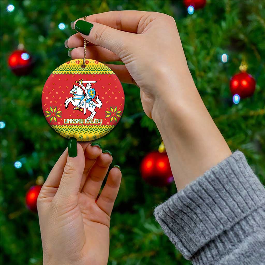 Lithuania Christmas Ceramic Ornament Coat Of Arms Linksmu Kaledu - Wonder Print Shop