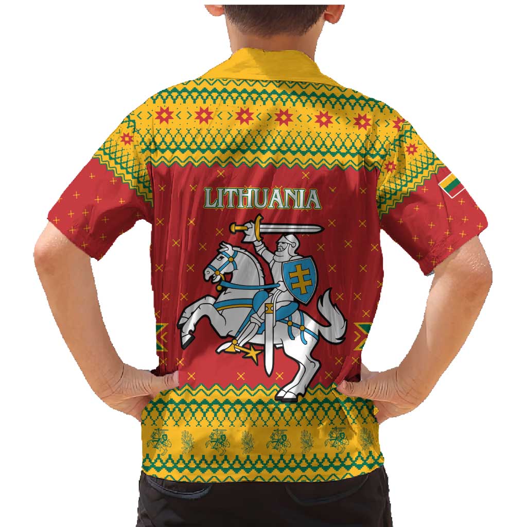 Lithuania Christmas Family Matching Mermaid Dress and Hawaiian Shirt Coat Of Arms Linksmu Kaledu - Wonder Print Shop