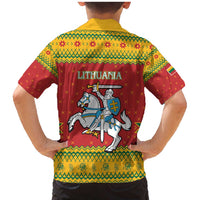 Lithuania Christmas Family Matching Mermaid Dress and Hawaiian Shirt Coat Of Arms Linksmu Kaledu - Wonder Print Shop