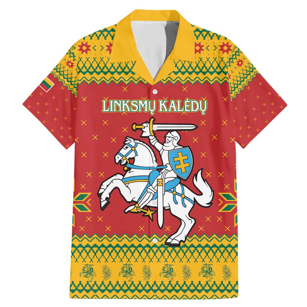 Lithuania Christmas Family Matching Mermaid Dress and Hawaiian Shirt Coat Of Arms Linksmu Kaledu - Wonder Print Shop