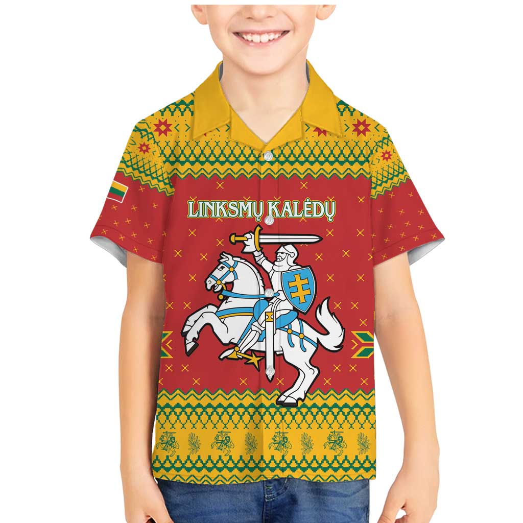 Lithuania Christmas Family Matching Mermaid Dress and Hawaiian Shirt Coat Of Arms Linksmu Kaledu - Wonder Print Shop