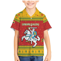 Lithuania Christmas Family Matching Mermaid Dress and Hawaiian Shirt Coat Of Arms Linksmu Kaledu - Wonder Print Shop