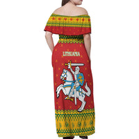 Lithuania Christmas Family Matching Off Shoulder Maxi Dress and Hawaiian Shirt Coat Of Arms Linksmu Kaledu - Wonder Print Shop