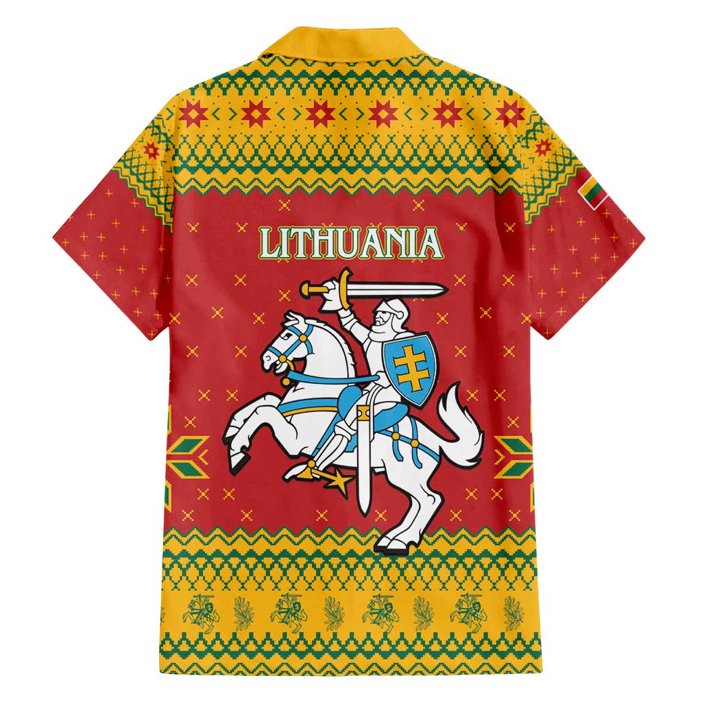 Lithuania Christmas Family Matching Puletasi and Hawaiian Shirt Coat Of Arms Linksmu Kaledu - Wonder Print Shop