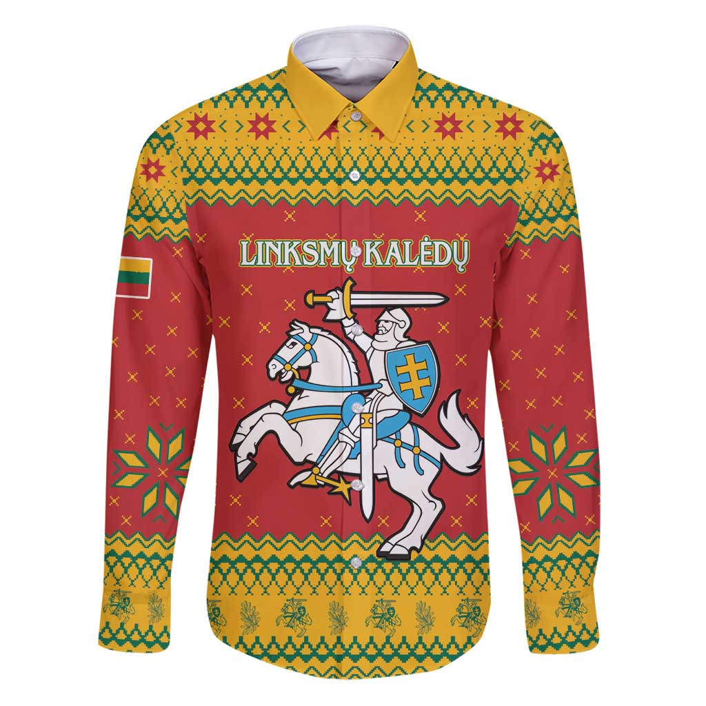 Lithuania Christmas Family Matching Puletasi and Hawaiian Shirt Coat Of Arms Linksmu Kaledu - Wonder Print Shop