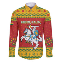 Lithuania Christmas Family Matching Puletasi and Hawaiian Shirt Coat Of Arms Linksmu Kaledu - Wonder Print Shop