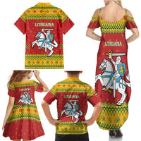 Lithuania Christmas Family Matching Summer Maxi Dress and Hawaiian Shirt Coat Of Arms Linksmu Kaledu - Wonder Print Shop