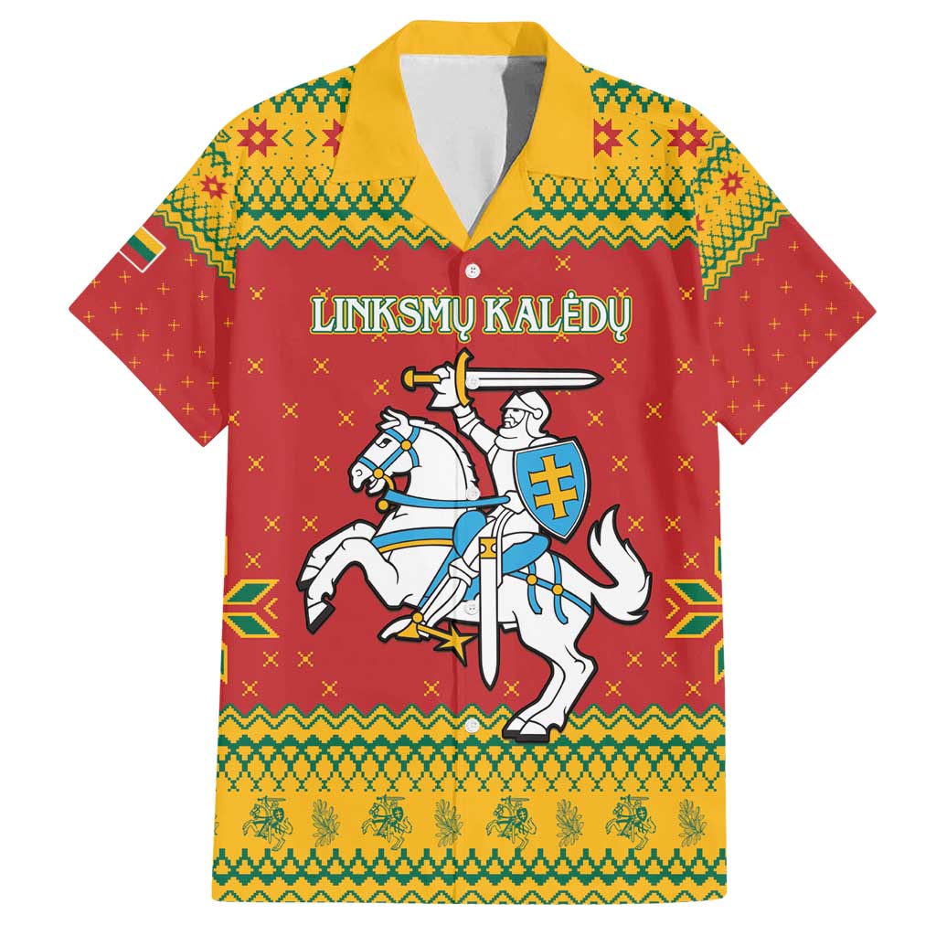 Lithuania Christmas Family Matching Summer Maxi Dress and Hawaiian Shirt Coat Of Arms Linksmu Kaledu - Wonder Print Shop