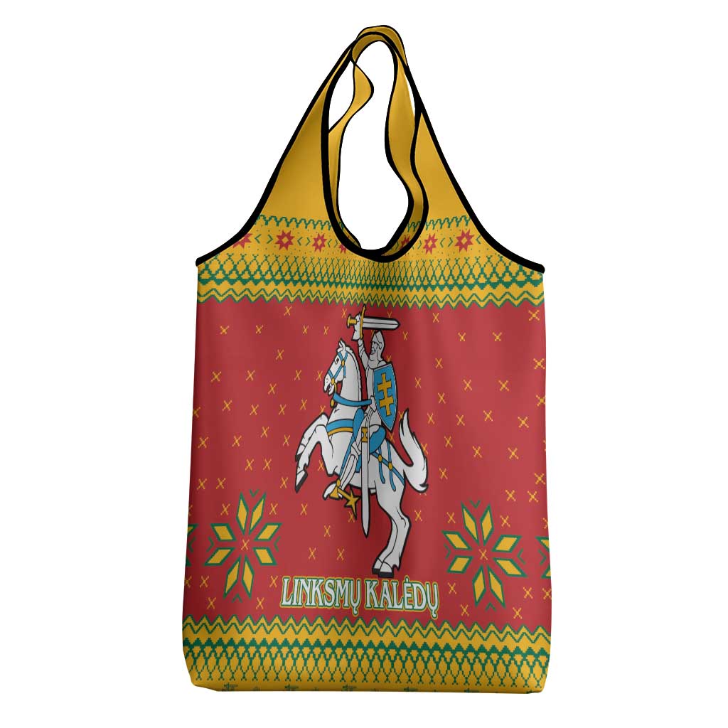 Lithuania Christmas Grocery Bag Coat Of Arms Linksmu Kaledu