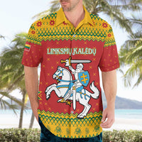 Lithuania Christmas Hawaiian Shirt Coat Of Arms Linksmu Kaledu - Wonder Print Shop