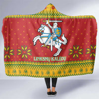 Lithuania Christmas Hooded Blanket Coat Of Arms Linksmu Kaledu
