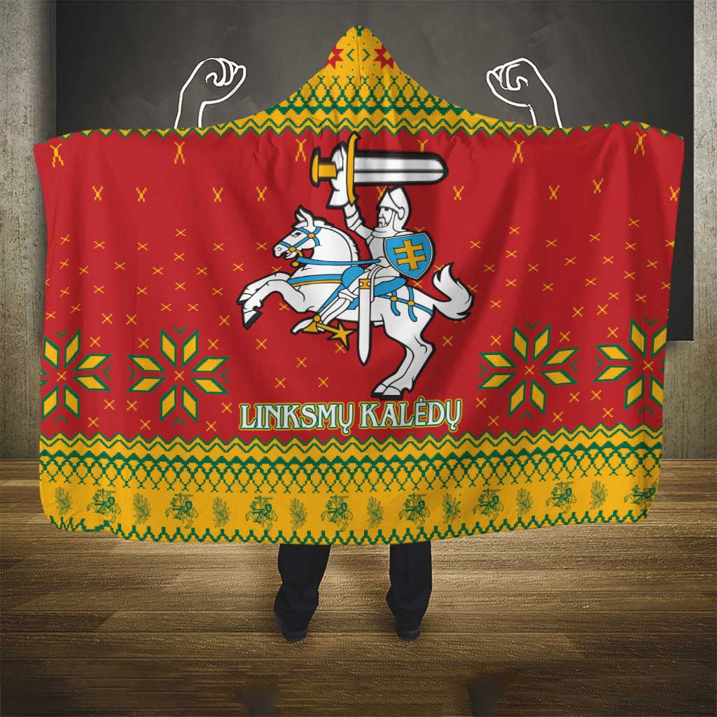 Lithuania Christmas Hooded Blanket Coat Of Arms Linksmu Kaledu