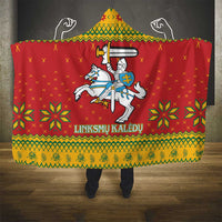 Lithuania Christmas Hooded Blanket Coat Of Arms Linksmu Kaledu
