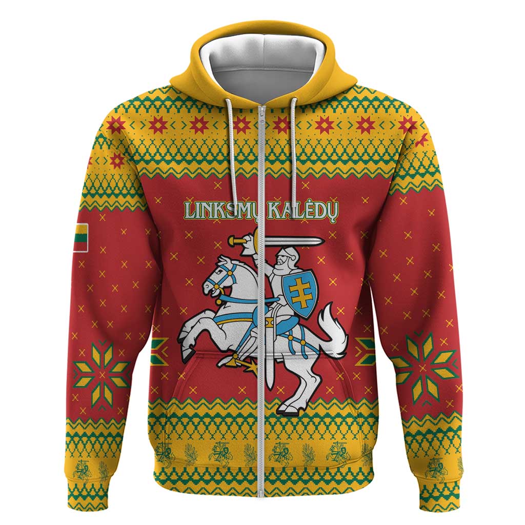 Lithuania Christmas Hoodie Coat Of Arms Linksmu Kaledu - Wonder Print Shop