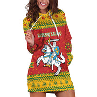 Lithuania Christmas Hoodie Dress Coat Of Arms Linksmu Kaledu - Wonder Print Shop