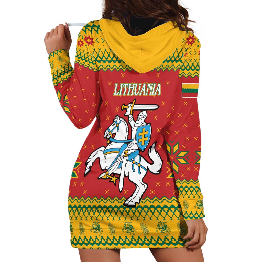 Lithuania Christmas Hoodie Dress Coat Of Arms Linksmu Kaledu - Wonder Print Shop