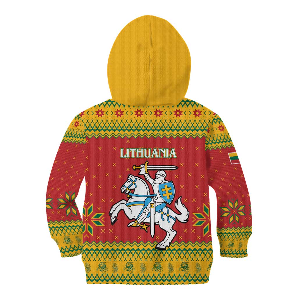 Lithuania Christmas Kid Hoodie Coat Of Arms Linksmu Kaledu - Wonder Print Shop