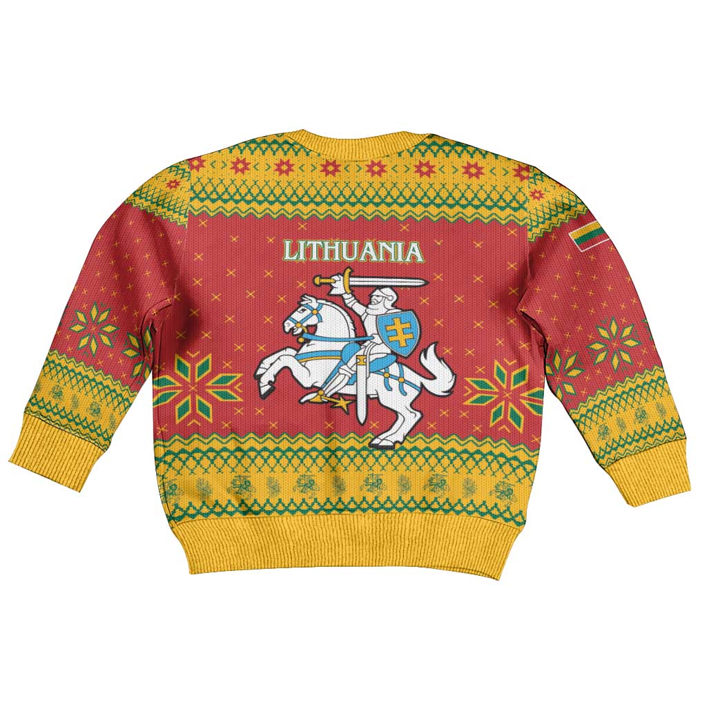 Lithuania Christmas Kid Ugly Christmas Sweater Coat Of Arms Linksmu Kaledu - Wonder Print Shop