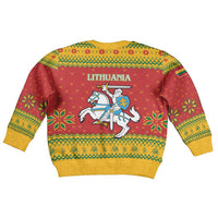 Lithuania Christmas Kid Ugly Christmas Sweater Coat Of Arms Linksmu Kaledu - Wonder Print Shop