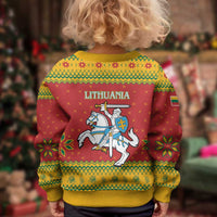 Lithuania Christmas Kid Ugly Christmas Sweater Coat Of Arms Linksmu Kaledu - Wonder Print Shop