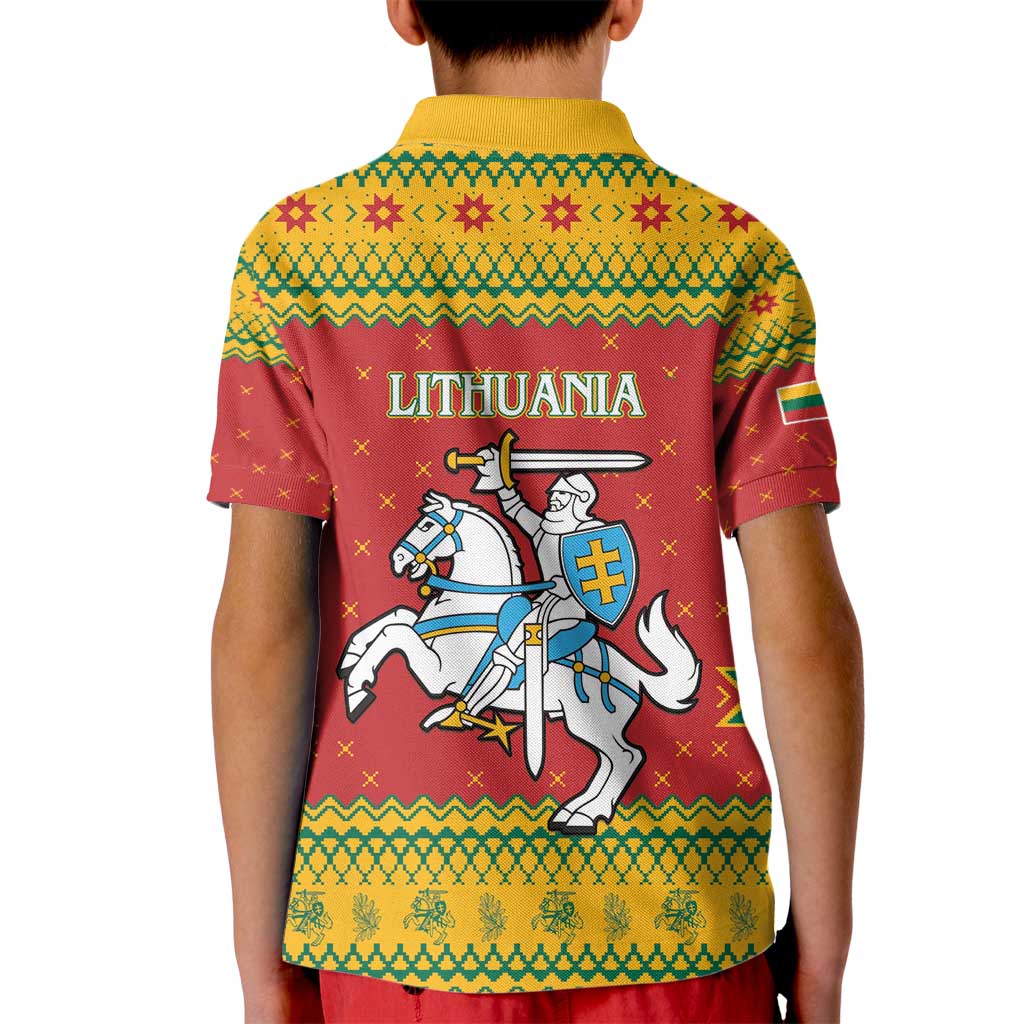 Lithuania Christmas Kid Polo Shirt Coat Of Arms Linksmu Kaledu - Wonder Print Shop