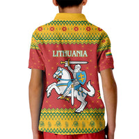 Lithuania Christmas Kid Polo Shirt Coat Of Arms Linksmu Kaledu - Wonder Print Shop