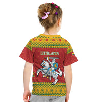 Lithuania Christmas Kid T Shirt Coat Of Arms Linksmu Kaledu - Wonder Print Shop