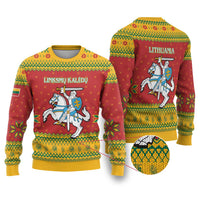 Lithuania Christmas Ugly Christmas Sweater Coat Of Arms Linksmu Kaledu - Wonder Print Shop