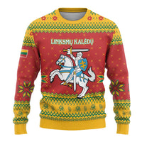Lithuania Christmas Ugly Christmas Sweater Coat Of Arms Linksmu Kaledu - Wonder Print Shop
