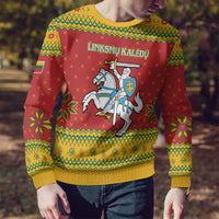 Lithuania Christmas Ugly Christmas Sweater Coat Of Arms Linksmu Kaledu - Wonder Print Shop