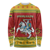 Lithuania Christmas Long Sleeve Shirt Coat Of Arms Linksmu Kaledu - Wonder Print Shop