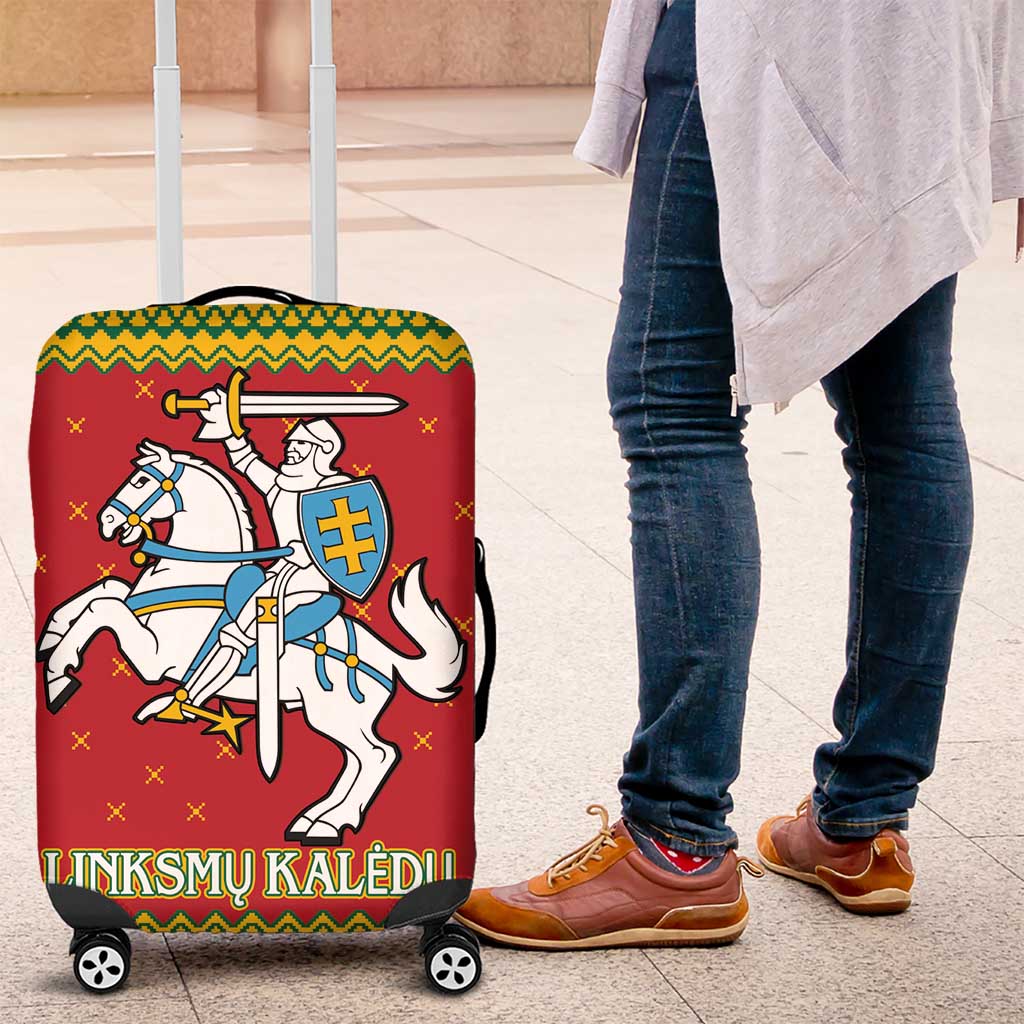 Lithuania Christmas Luggage Cover Coat Of Arms Linksmu Kaledu - Wonder Print Shop