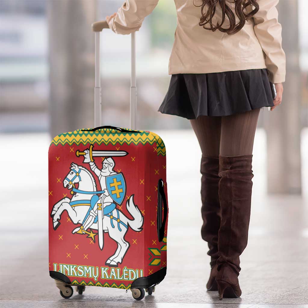 Lithuania Christmas Luggage Cover Coat Of Arms Linksmu Kaledu - Wonder Print Shop