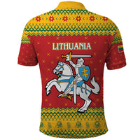 Lithuania Christmas Polo Shirt Coat Of Arms Linksmu Kaledu - Wonder Print Shop