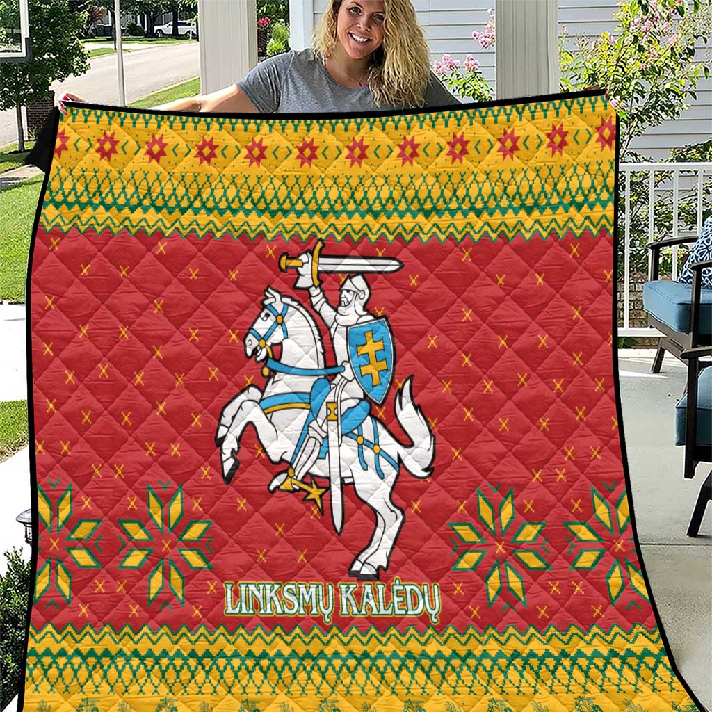 Lithuania Christmas Quilt Coat Of Arms Linksmu Kaledu - Wonder Print Shop