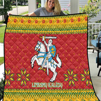 Lithuania Christmas Quilt Coat Of Arms Linksmu Kaledu - Wonder Print Shop