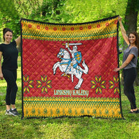 Lithuania Christmas Quilt Coat Of Arms Linksmu Kaledu - Wonder Print Shop