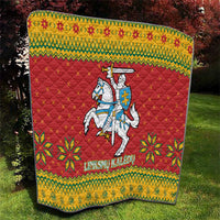 Lithuania Christmas Quilt Coat Of Arms Linksmu Kaledu - Wonder Print Shop