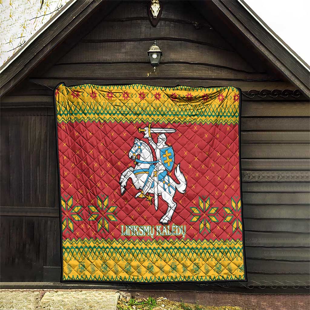 Lithuania Christmas Quilt Coat Of Arms Linksmu Kaledu - Wonder Print Shop