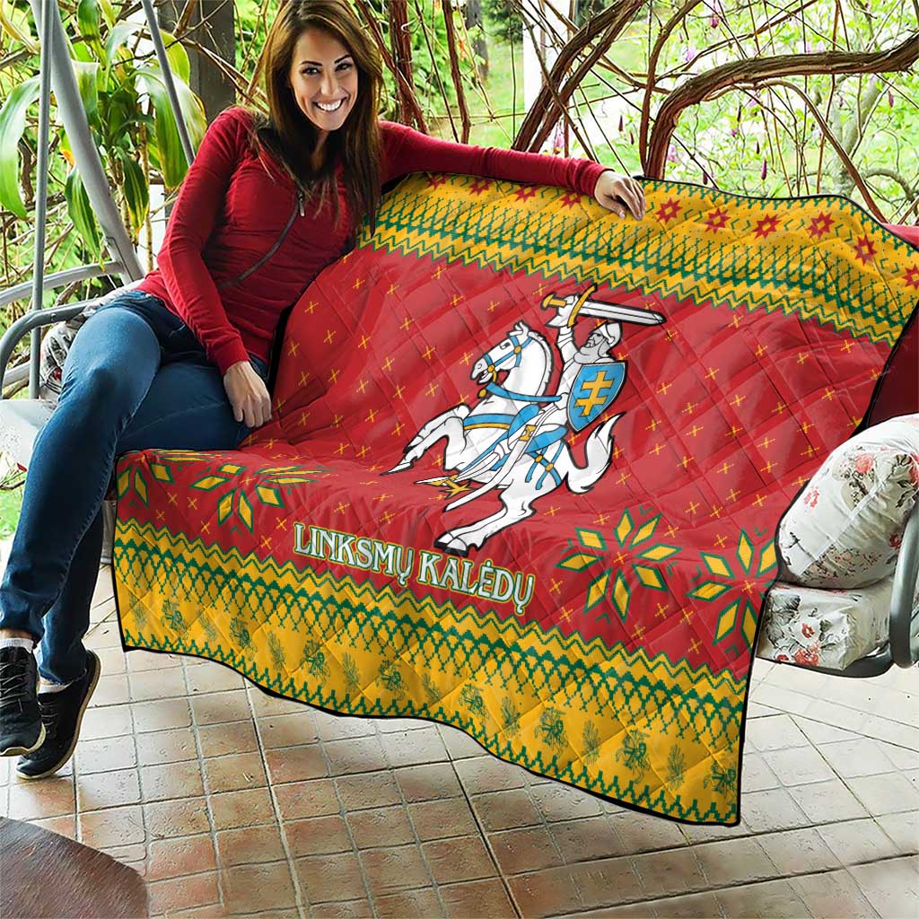 Lithuania Christmas Quilt Coat Of Arms Linksmu Kaledu - Wonder Print Shop
